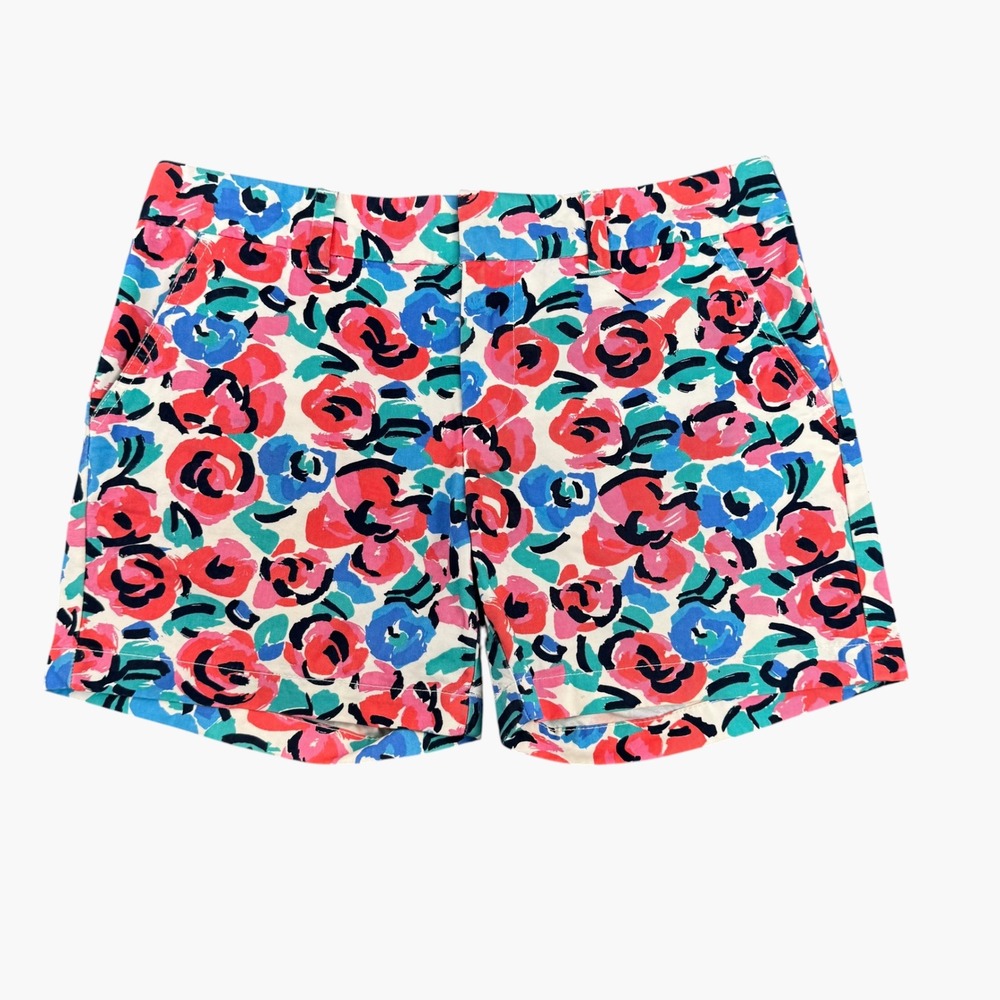Tommy Hilfiger Womens Floral Chino Shorts Size 4 Multicolor Rose Print Summer